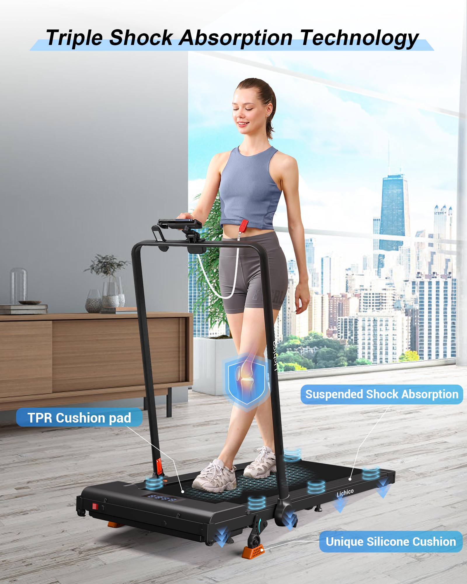 2-in-1 Adjustable Incline Treadmill AD-4000 | Lichico